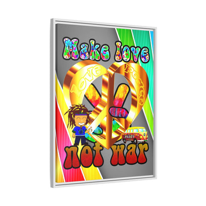 love peace - framed canvas art (rainbow split)
