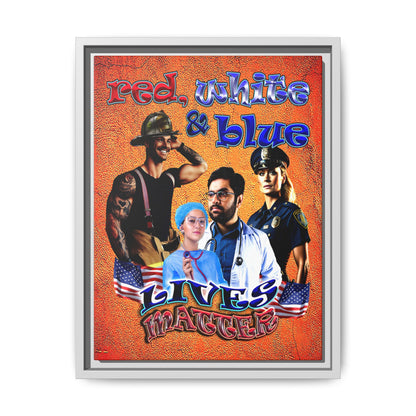 rw&b lives matter - framed canvas art (burnt orange)