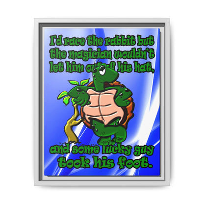 turtle race - framed canvas art (blue-white wave)