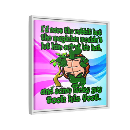turtle race - framed canvas art (light blue-pink wave)