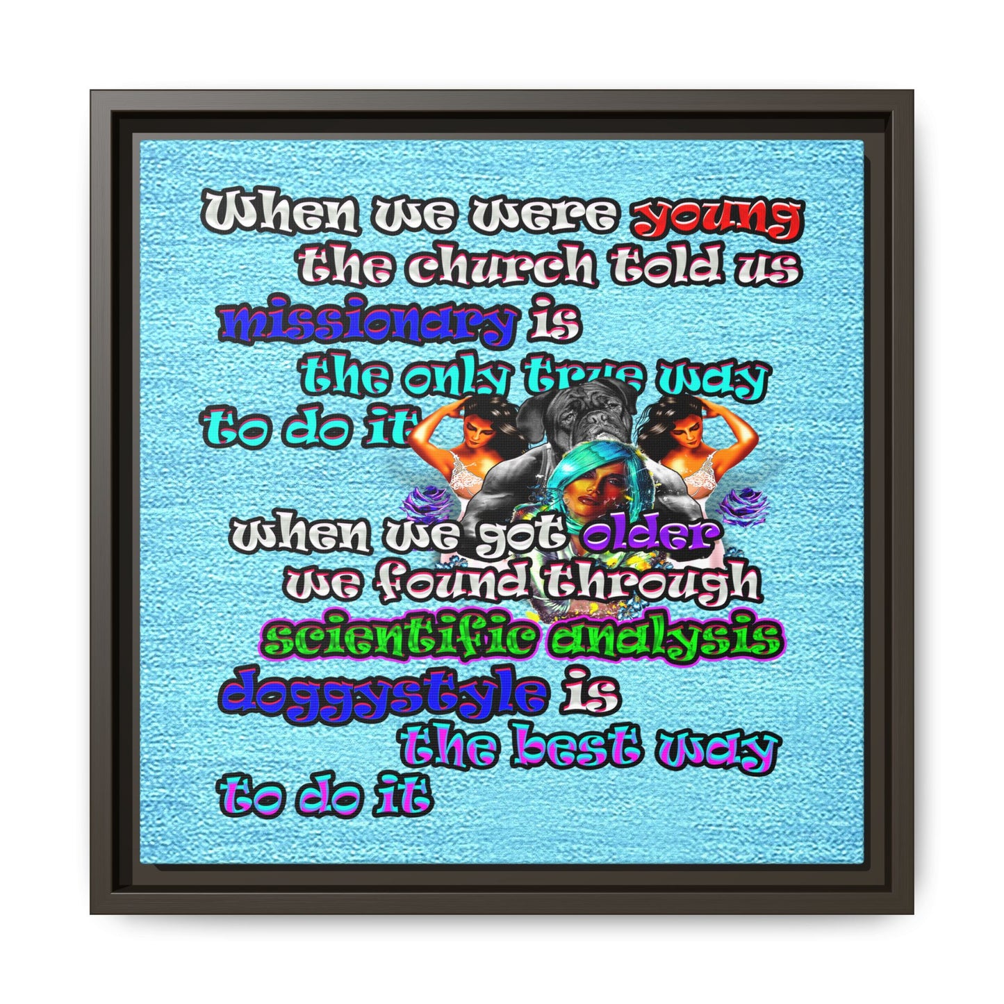 doggystyle - framed canvas art (faded blue)