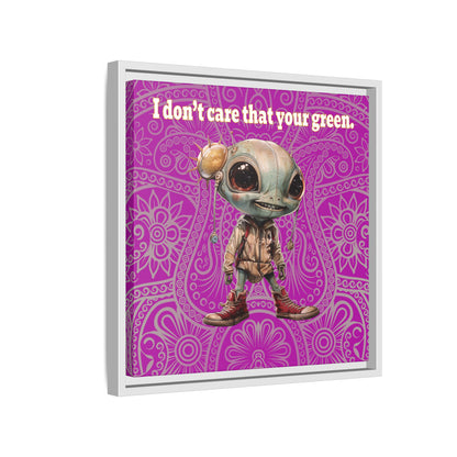 I don't care that your green - framed canvas art (pink swirl)