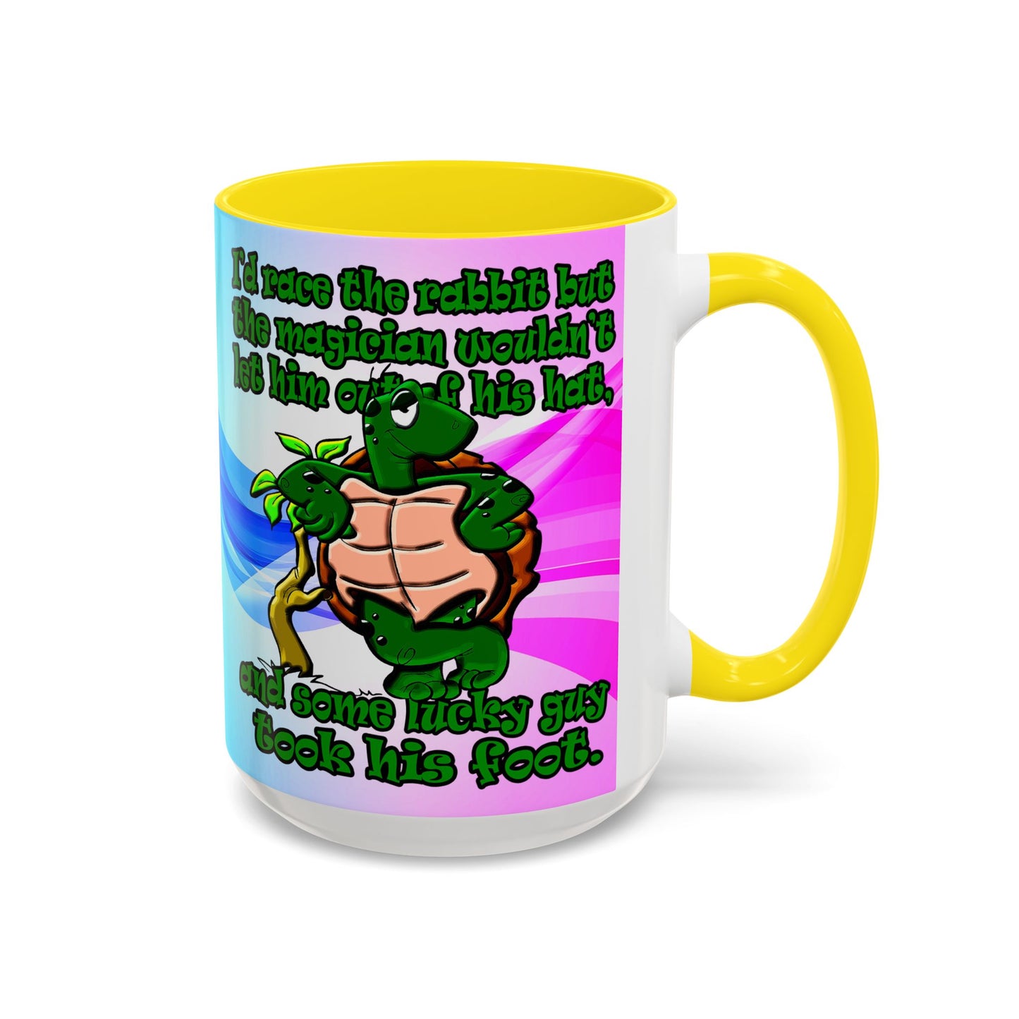 turtle race - Accent Mug (light blue-pink wave)