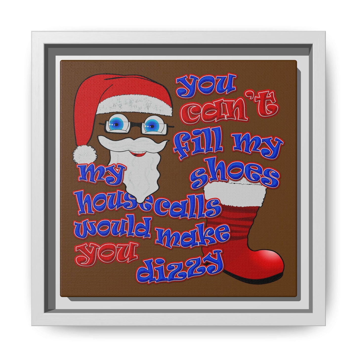 santa's shoes - framed canvas art (brown)