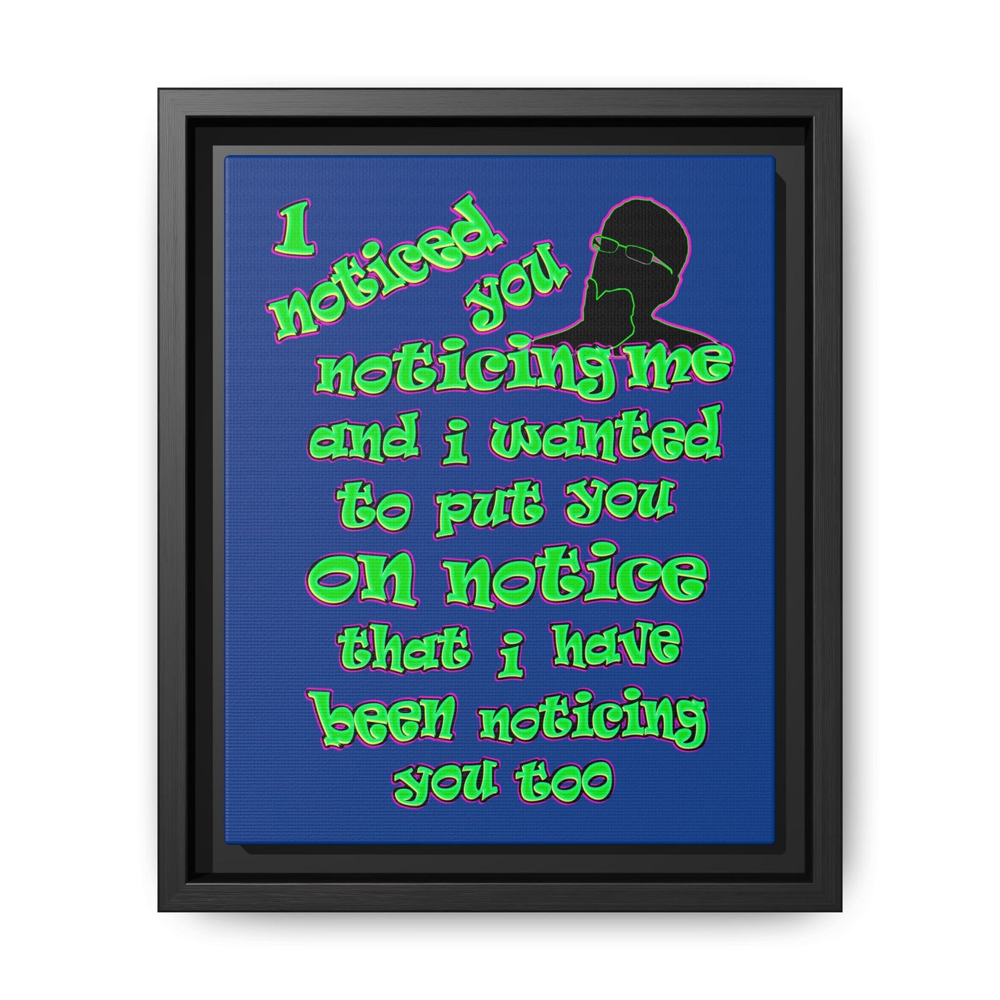 noticed you noticing - framed canvas art (dark blue)