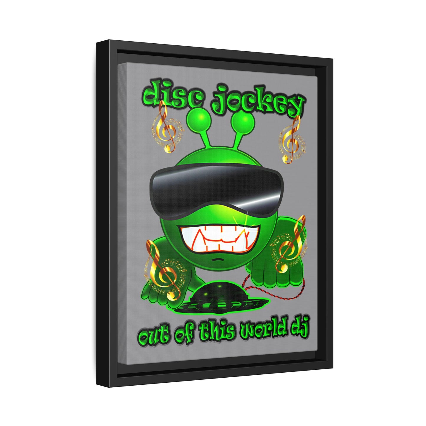 disc jockey - framed canvas art (grey)
