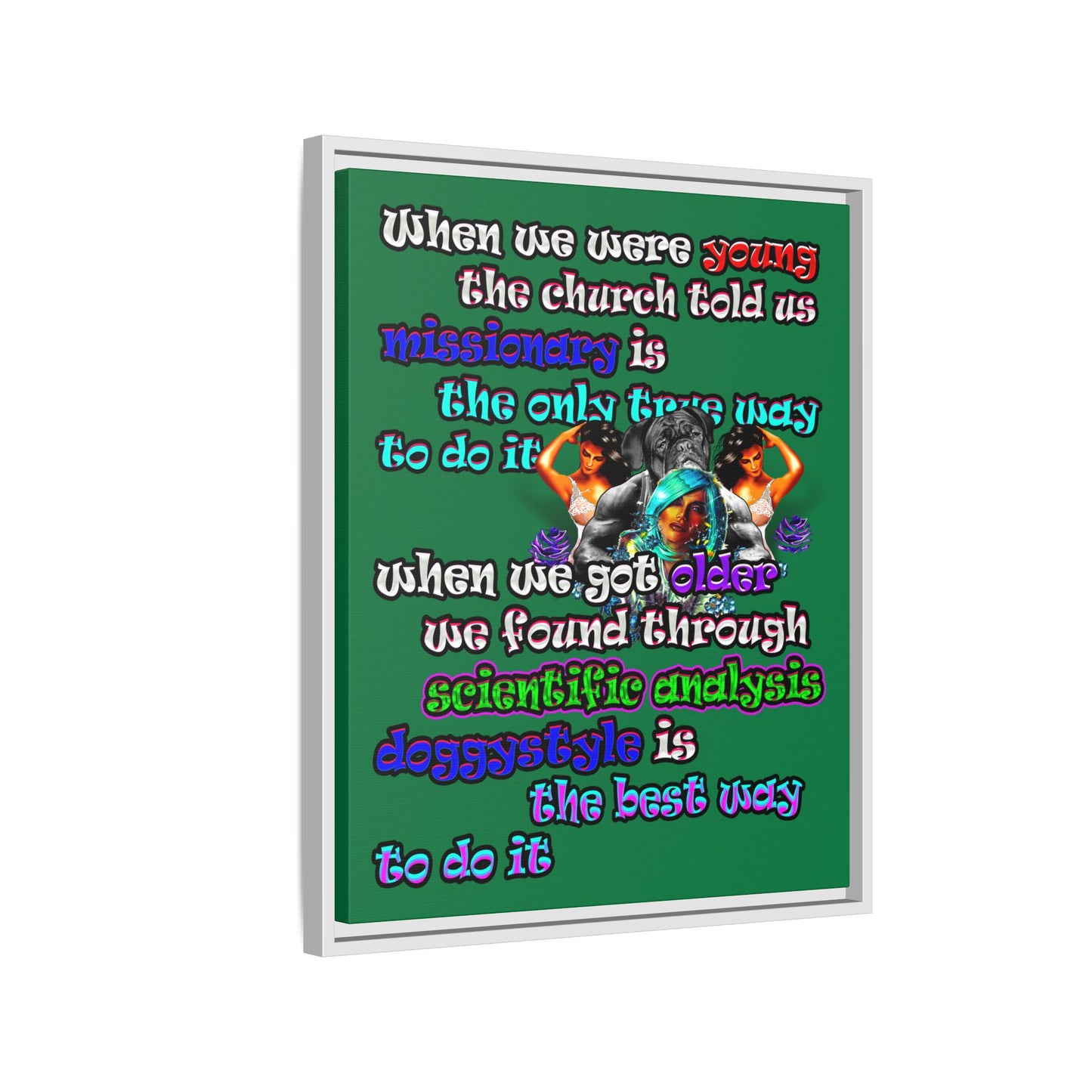 doggystyle - framed canvas art (dark green)