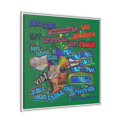 drop the beat - framed canvas art (dark green)