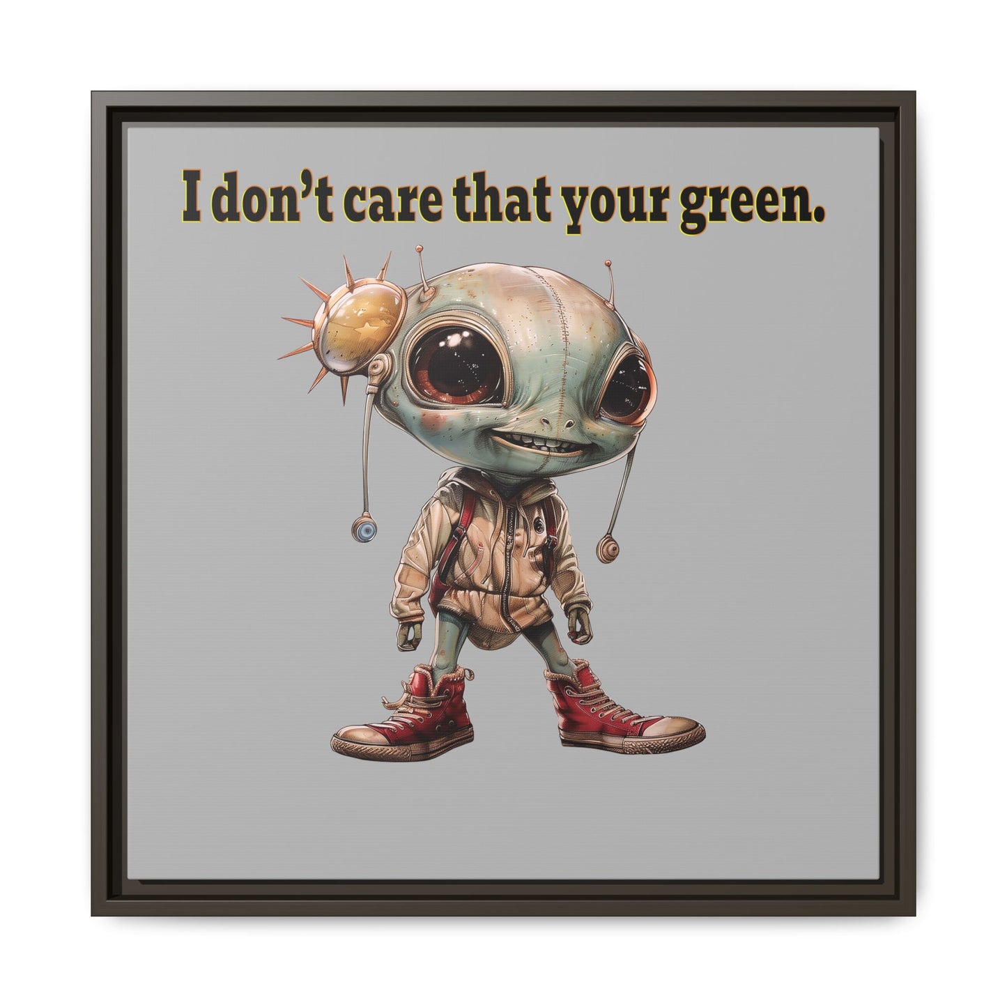 I don't care that your green - framed canvas art (light grey)