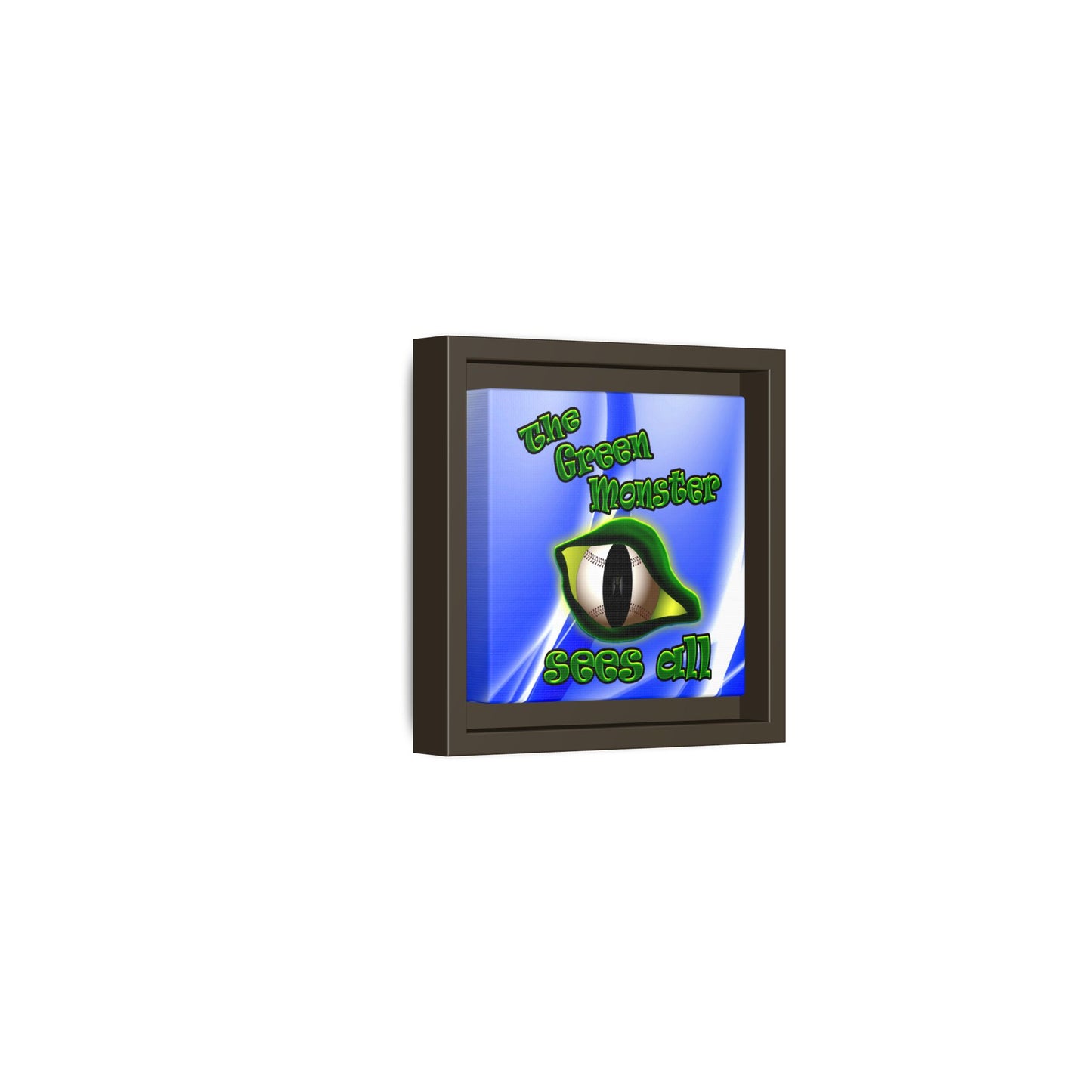 green monster - framed canvas art (blue-white wave)