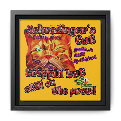 schrodinger's cat - framed canvas art (yellow)