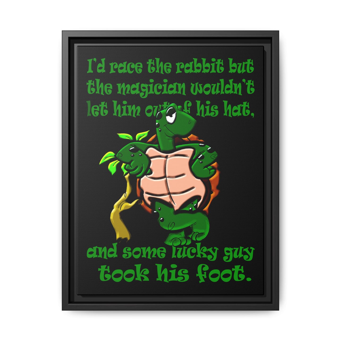 turtle race - framed canvas art (black)