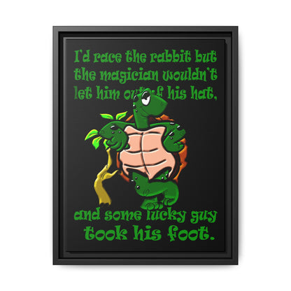 turtle race - framed canvas art (black)
