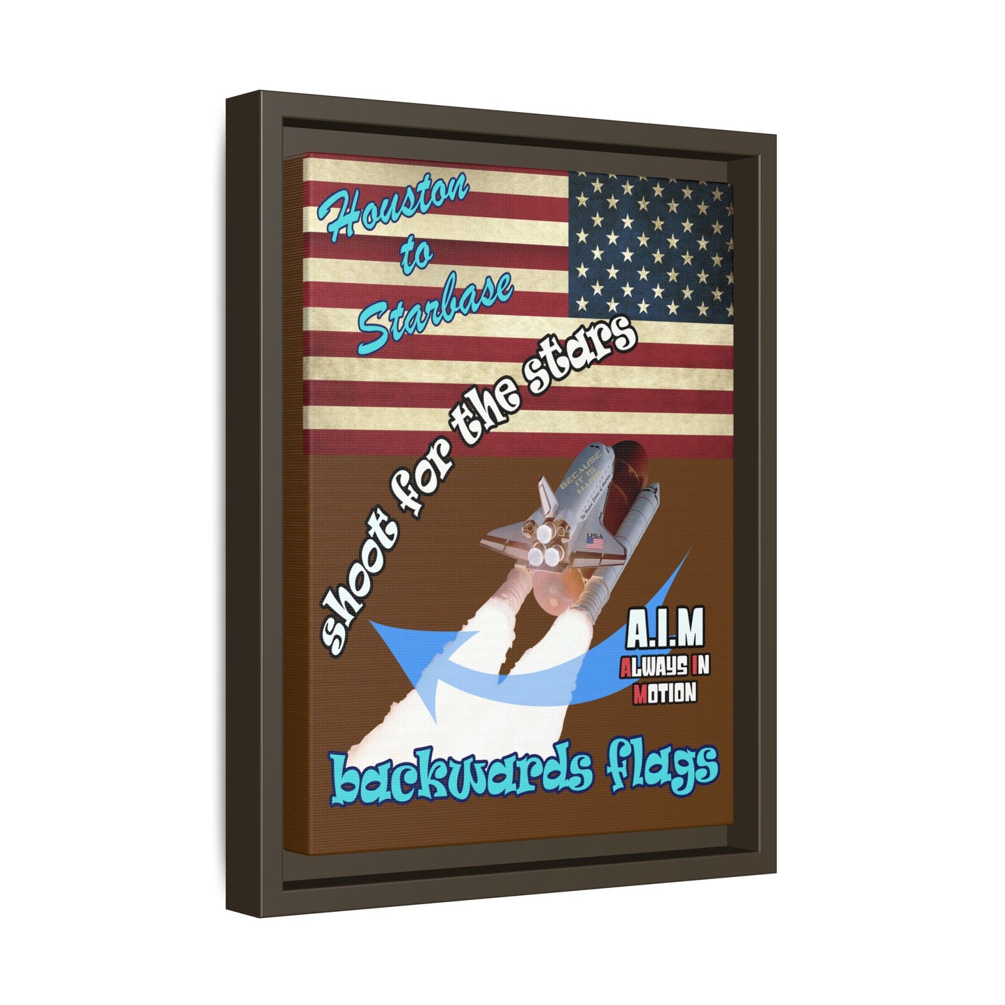 shoot for the stars - framed canvas art (brown)