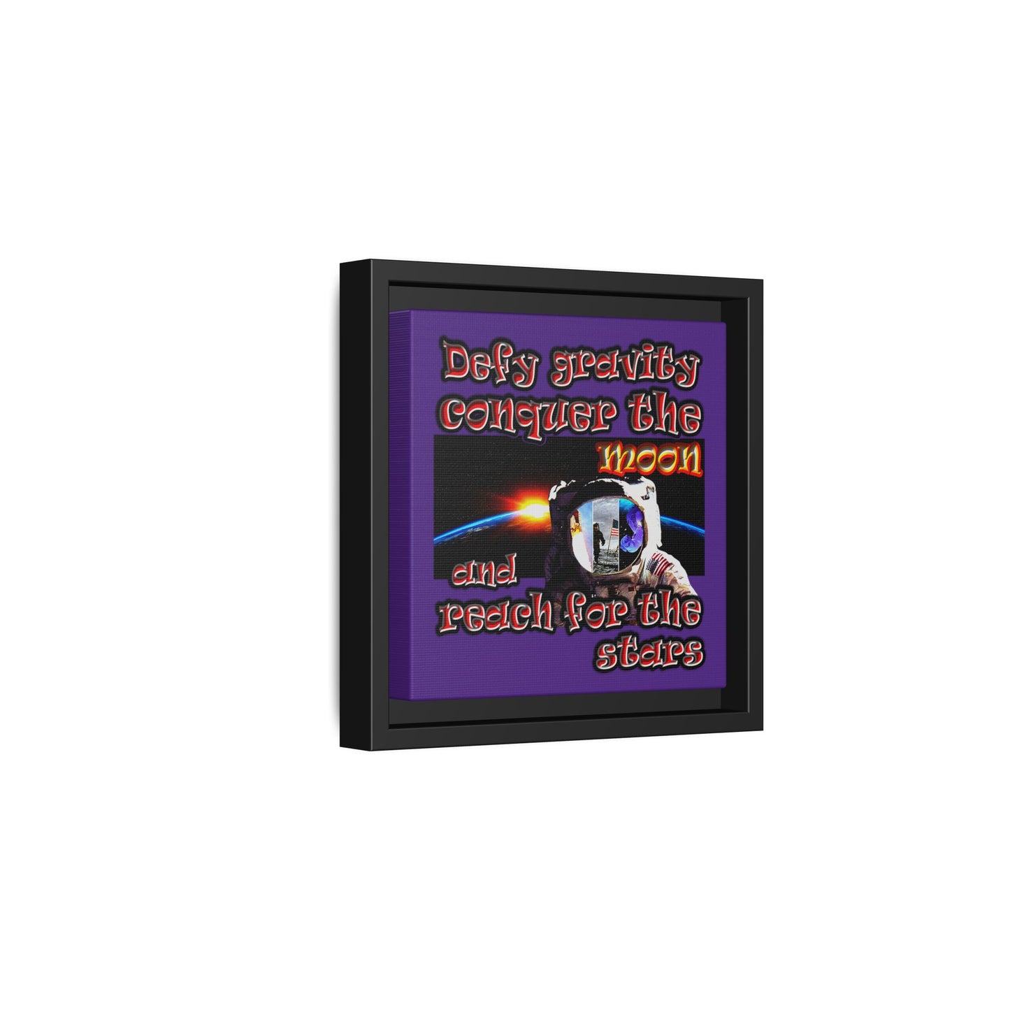 defy conquer reach - framed canvas art (purple)