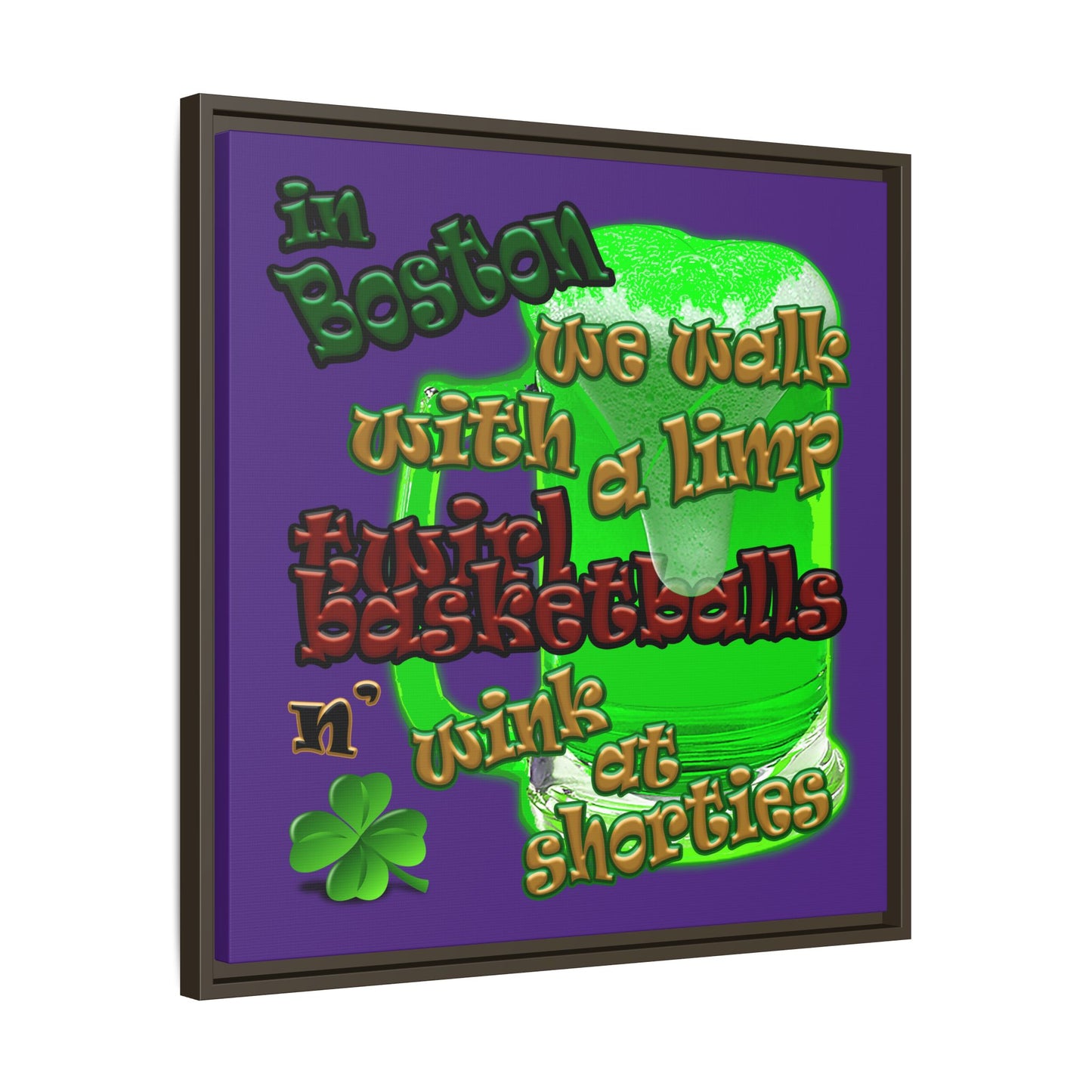 celtics logo - framed canvas art (purple)