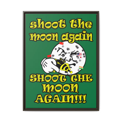 shoot the moon again - framed canvas art (dark green)