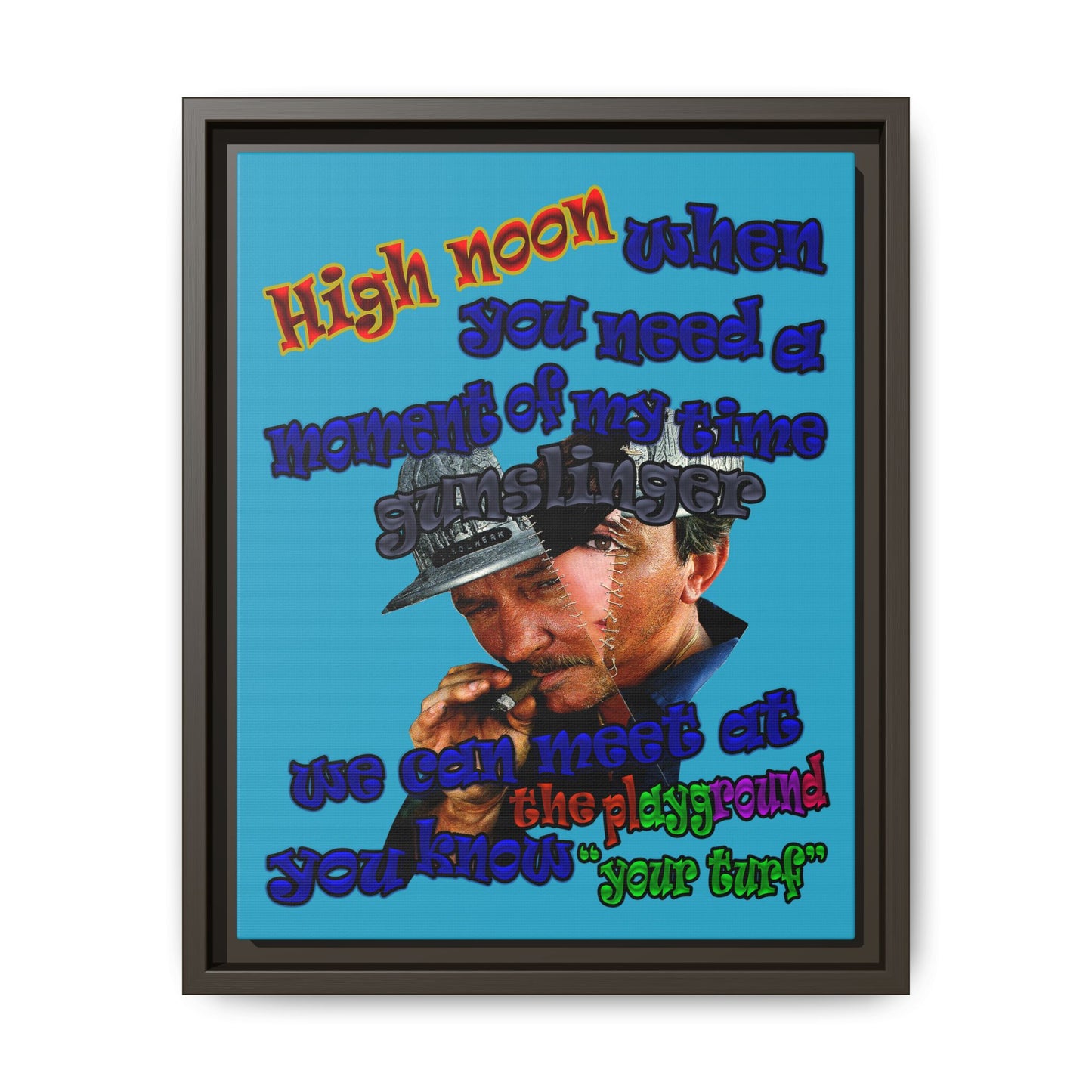 high noon - framed canvas art (turquoise)