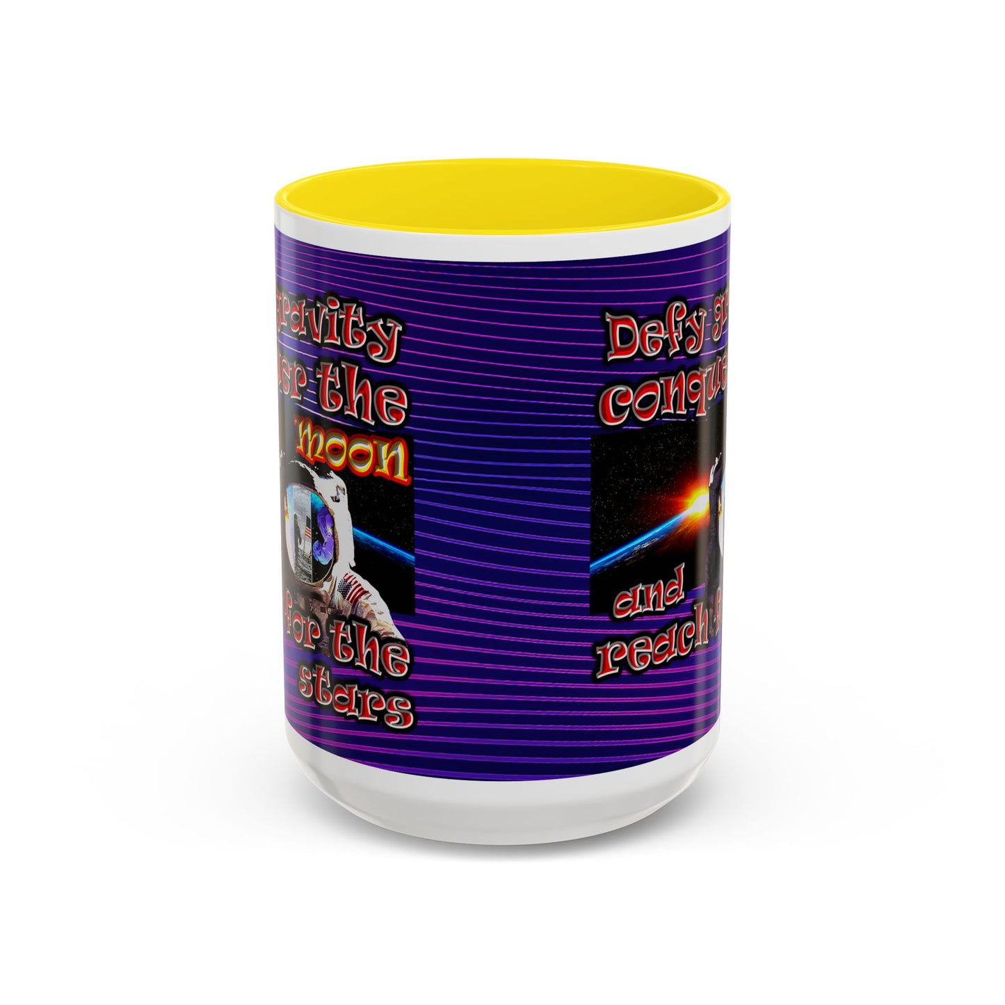 defy conquer reach - Accent Mug (purple wave)