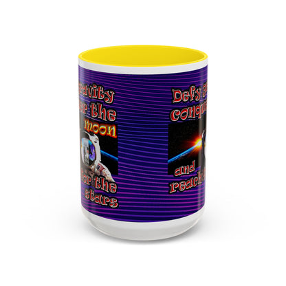 defy conquer reach - Accent Mug (purple wave)