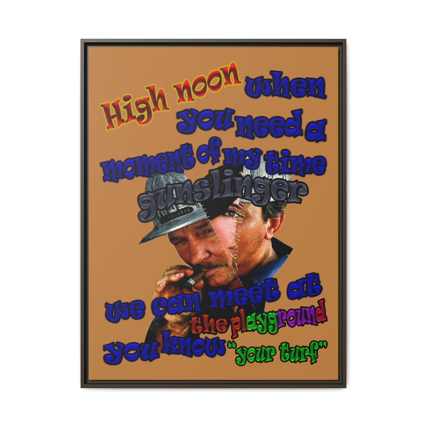 high noon - framed canvas art (light brown)