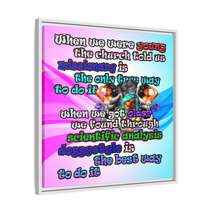 doggystyle - framed canvas art (light blue-pink wave)