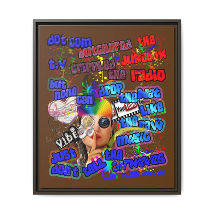 drop the beat - framed canvas art (brown)