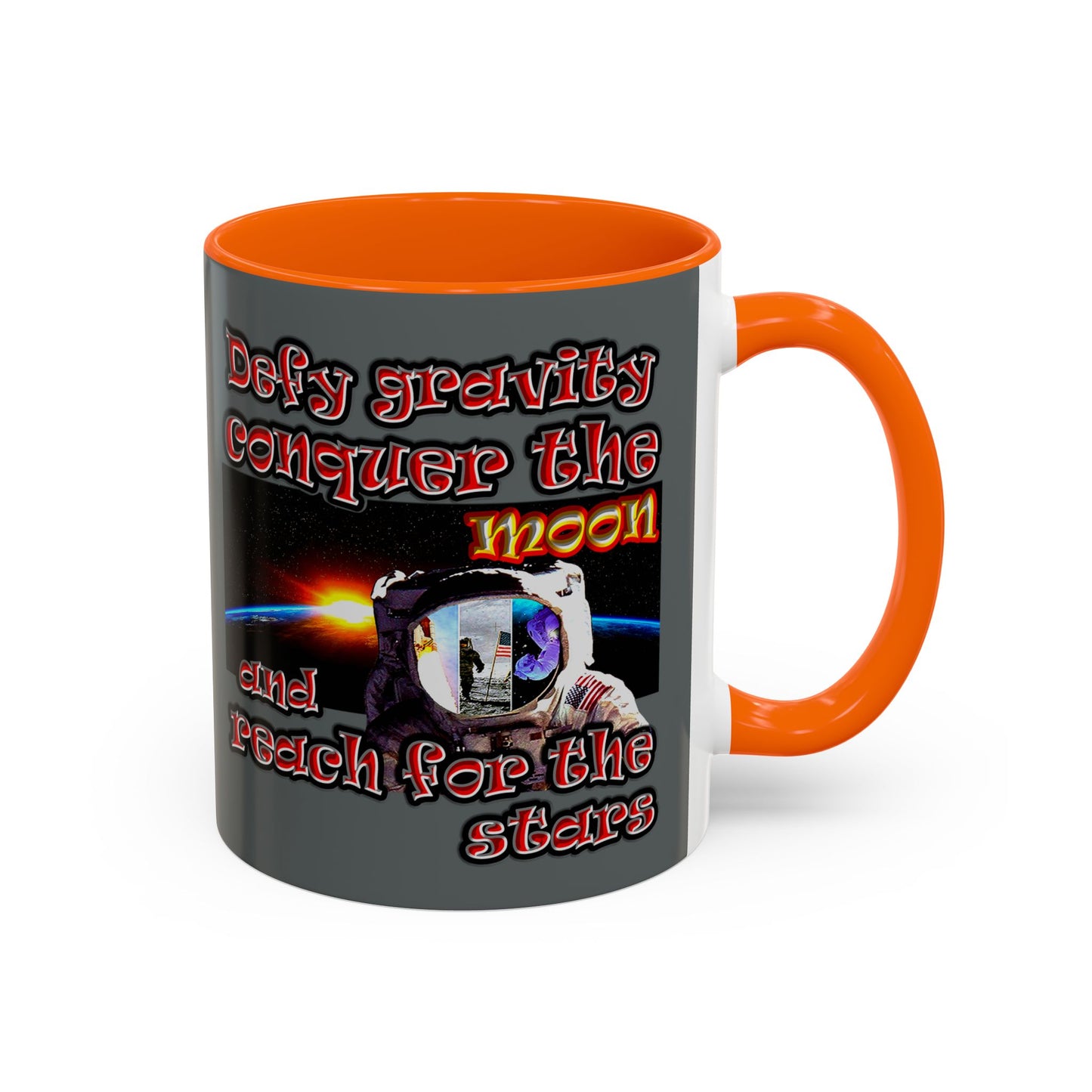 defy conquer reach - Accent Mug (dark grey)