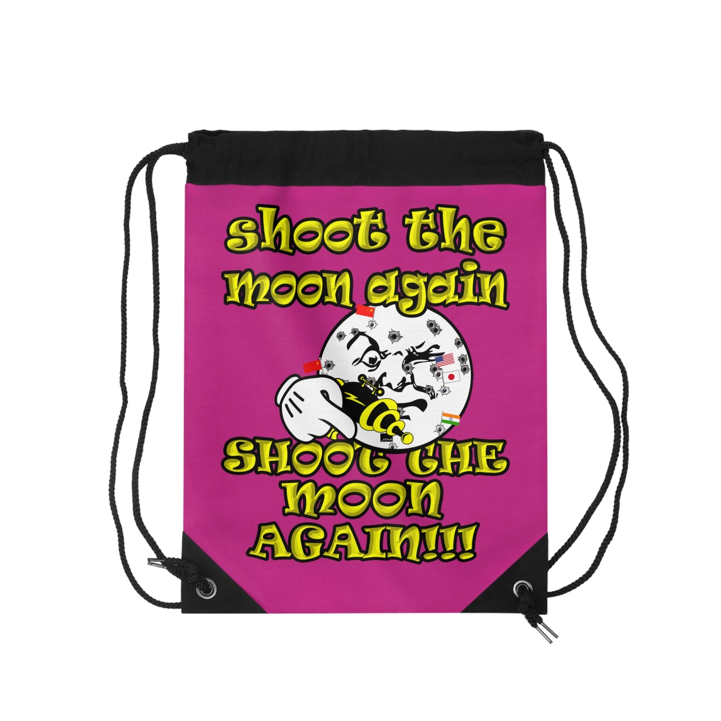 shoot the moon again - Drawstring Bag (pink)