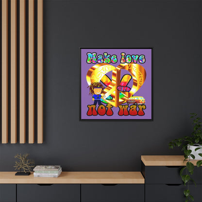 love peace - framed canvas art (light purple)