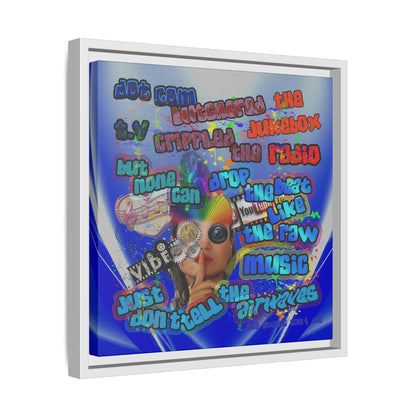 drop the beat - framed canvas art (blue-white wave)