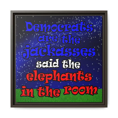 donkeys and elephants - framed canvas art ('snoops' background)