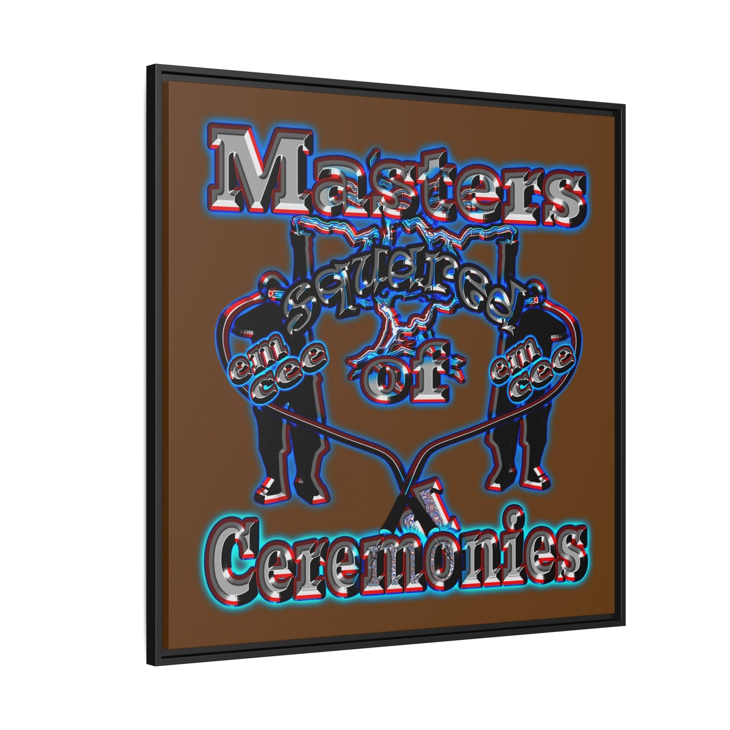 em cee squared - framed canvas art (brown)