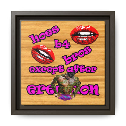 hoes b4 bros - framed canvas art (butterscotch wood finish)