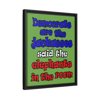 donkeys and elephants - framed canvas art (green)