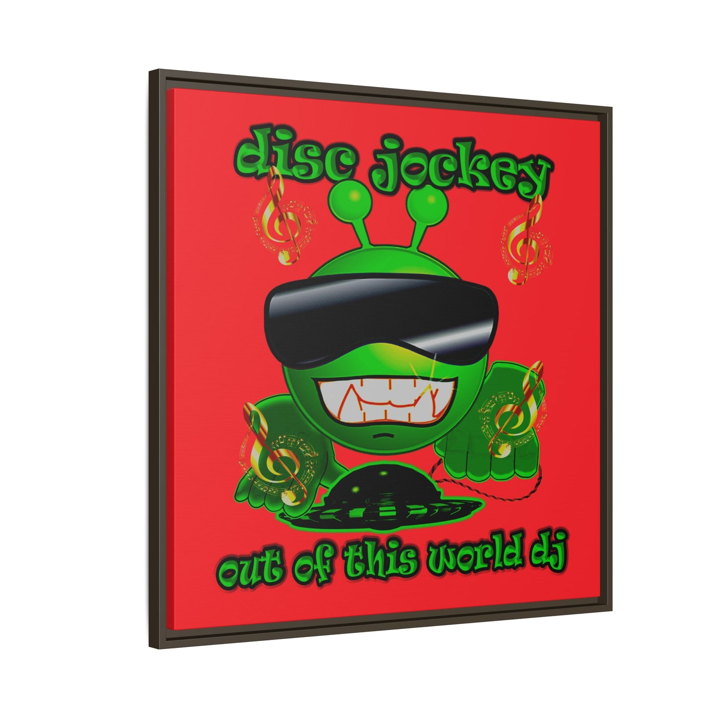 disc jockey - framed canvas art (red)