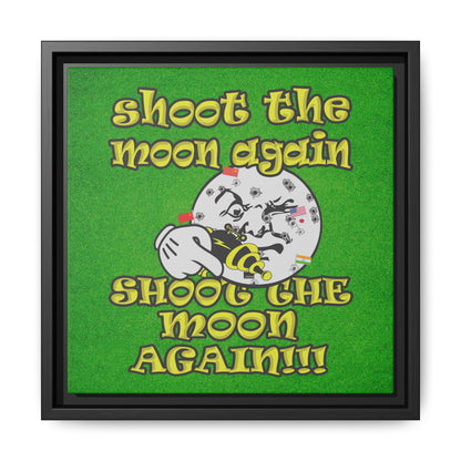 shoot the moon again - framed canvas art (green turf)