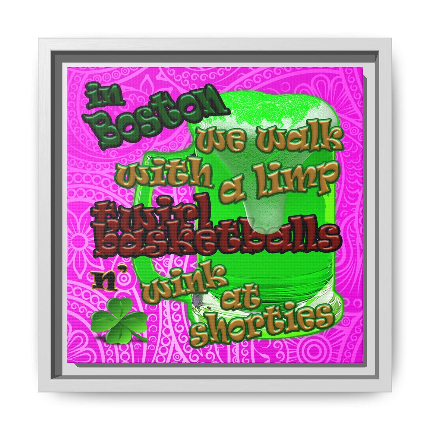 celtics logo - framed canvas art (pink swirl)
