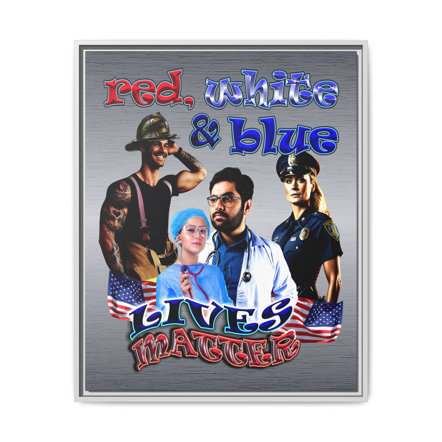rw&b lives matter - framed canvas art (brushed nickel)