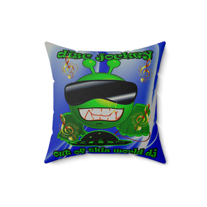 disc jockey - Faux Suede Square Pillow - (blue-white wave)