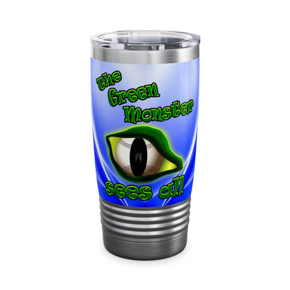 green monster - Ringneck Tumbler, 20oz (blue-white wave)