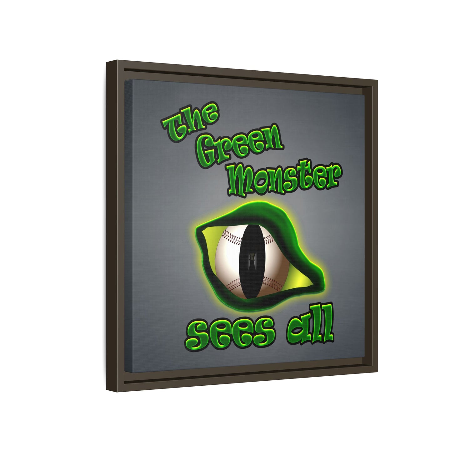 green monster - framed canvas art (grey-light grey)