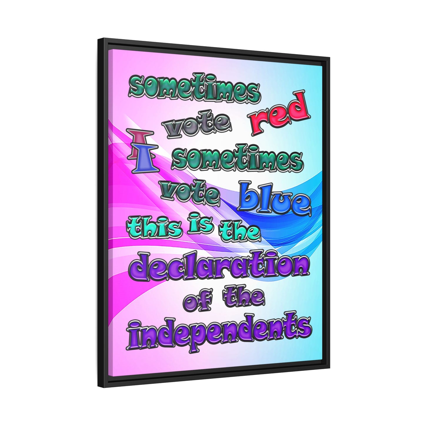 declaration of the independents - framed canvas art (light blue-pink wave)