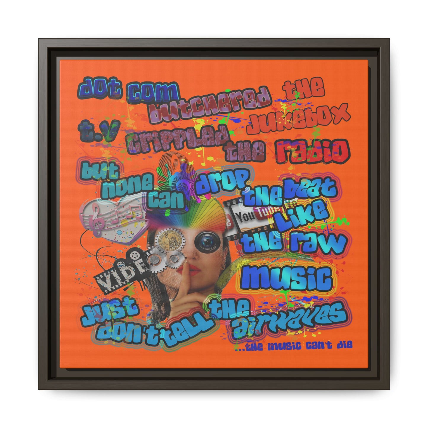 drop the beat - framed canvas art (orange)