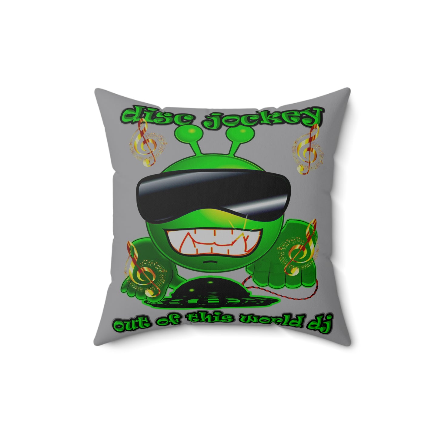 disc jockey - Spun Polyester Square Pillow - (grey)