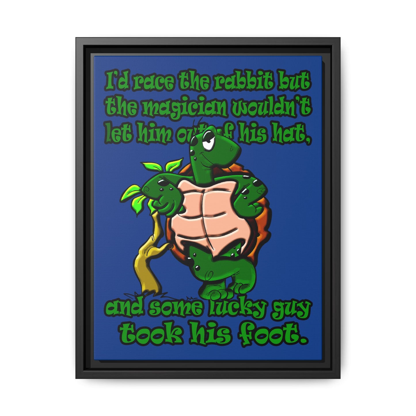 turtle race - framed canvas art (dark blue)