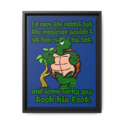 turtle race - framed canvas art (dark blue)