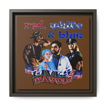 rw&b lives matter - framed canvas art (brown)