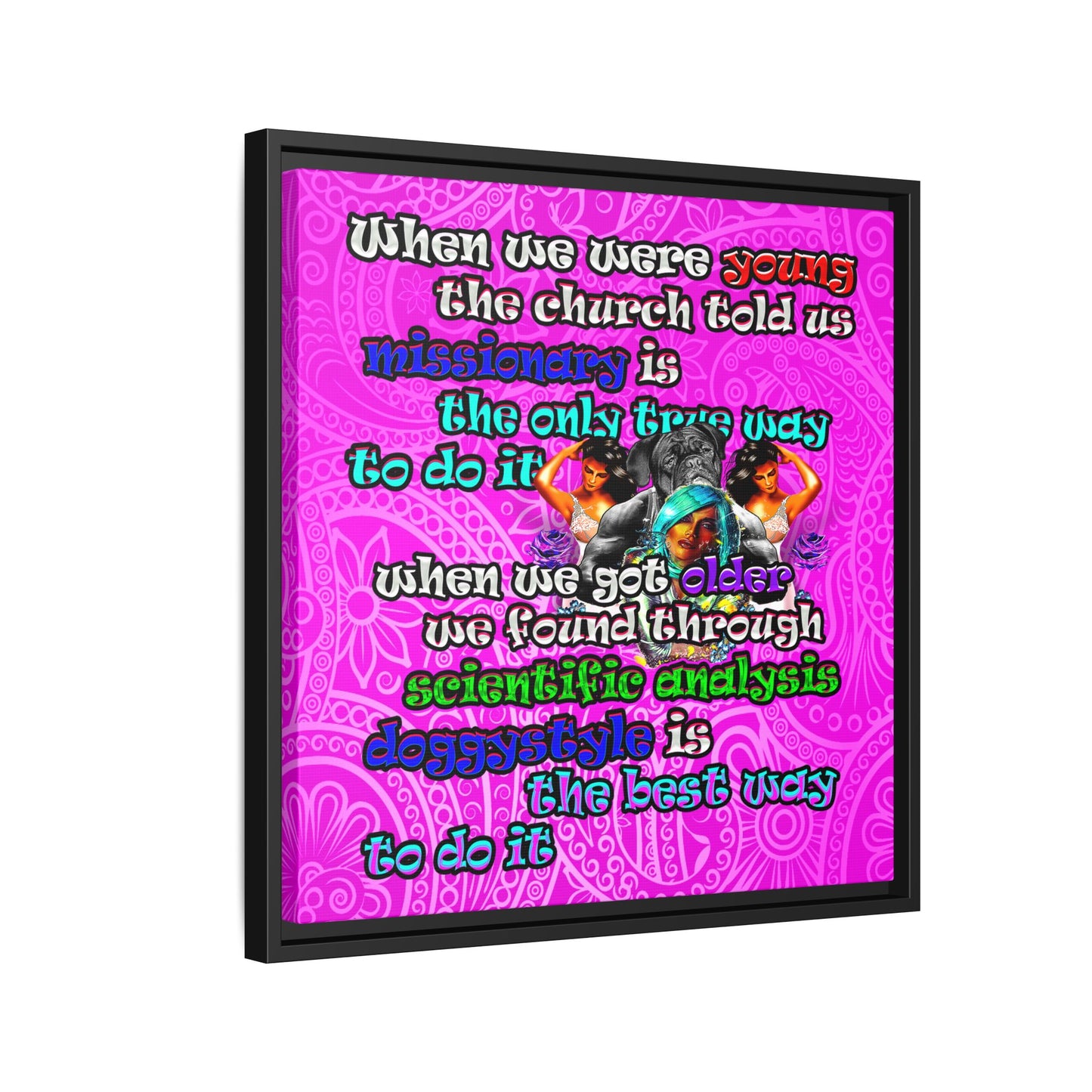 doggystyle - framed canvas art (pink swirl)