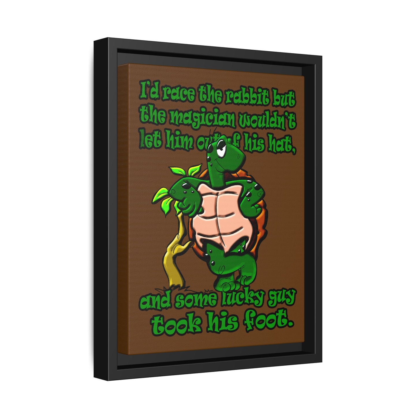 turtle race - framed canvas art (brown)